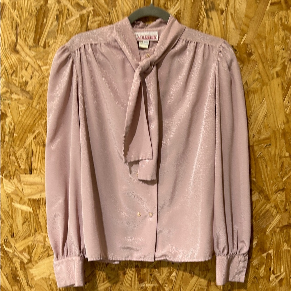 Vintage Castleberry Mauve Button-Down Blouse, Large
